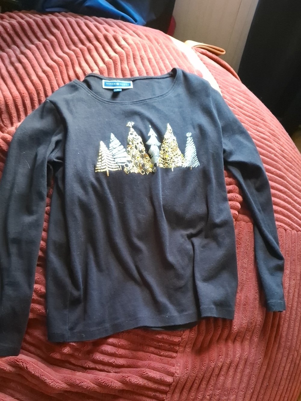 Soft, Christmas, Gold Tree SEASONAL Long Sleeve KAREN SCOTT